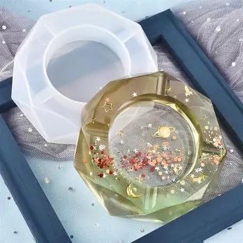 Transparentní Zrcadlo Popelník Silikonové Formy DIY Crystal Epoxy UV Pryskyřice Ruční Výrobu Řemesla Formy Čtvercový/Kulatý Tvar Nádoby