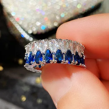 Huitan Luxusní Slib Prsteny pro Ženy Plné AAA Kapka Vody Zirkony Bling Bling Svatební Doplňky, Módní Design Šperky