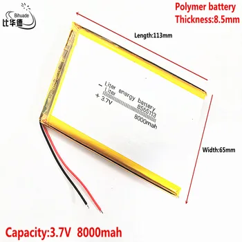 Dobrá Qulity Litr energie baterie 3.7 V, 8000mAH 8565113 Polymer lithium-ion / Li-ion baterie pro tablet pc BANKA,GPS,mp3,mp4