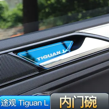 Pro Volkswagen Tiguan L 2017-2021 z nerezové oceli, Vnitřní dveře mísy dekorační samolepky anti-scratch pro ochranu Car styling