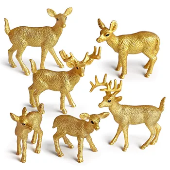 Simulované Mini Zvířecích Modelů Roztomilý Zoo Akční Obrázek Zlatý Jelen Elk Buck Figurky, Děti, Děti, Hračky, Dárkové Kolekce Čísla