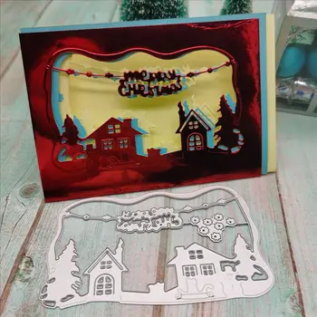 Vánoční Řezání Kovů Zemře Domu Novou 2020 pro Scrapbooking DIY Album Ražba Složky Papíru Card Maker Šablony Šablony