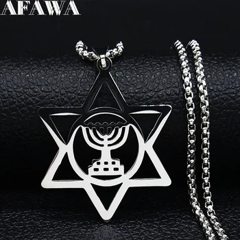 Nostalgie Náboženské Svícen Hvězda David Židovské Magen Judaica hebrejské Víry Izraele Lampa Chanuka Nerezové Oceli Náhrdelník N1230S02