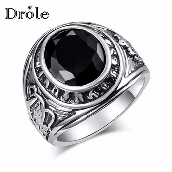 Velké Vintage Stříbrná Barva Černý Kámen Prsten pro Ženy Módní Šperky Valentýna Dárek