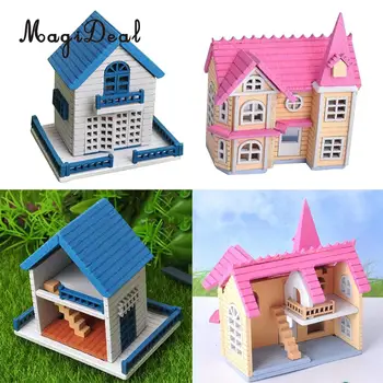 2 sada 1:12 Domeček pro panenky Miniatur DIY Doll Dům Soupravy Dvoulůžkový Podkrovní Montáž Domu pohádková Chalupa Děti Xmaf Dárky