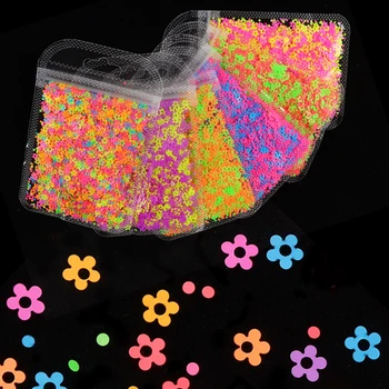 Neon Květ Plátek Nail Flitry, Smíšené Barvy, 4mm Vločka Nail Art Dekorace Příslušenství Pro DIY Manikúra Design