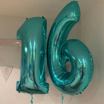 40Inch Krém Tiffany Modrá Helium Fóliové Balónky s čísly 1 2 3 4 5 6 7 8 Narozeniny Baby Sprcha Svatební Decora Dodávky Globos