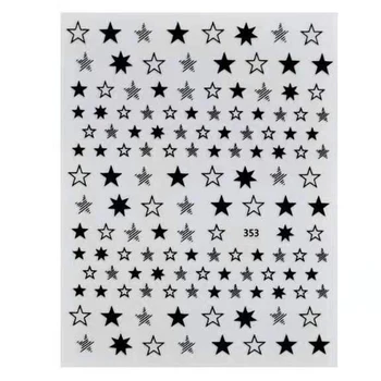 10PCS New Golden Star Silver Hřebík Nálepky Černé a Bílé 3D Samoopalovací Hvězda Nail Kouzlo Laser Gold Nail Art Dekorace Obtisk 353