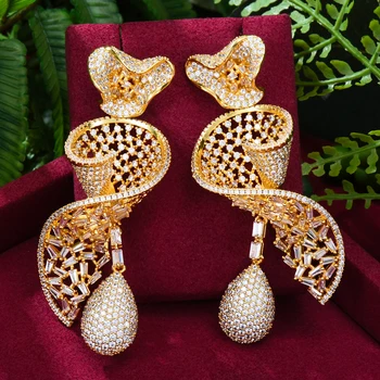 GODKI 70mm Módní Květiny Africké Náušnice Pro Ženy, Svatební Party Indické Dubaj Svatební Šperky boucle d ' oreille femme Dárek