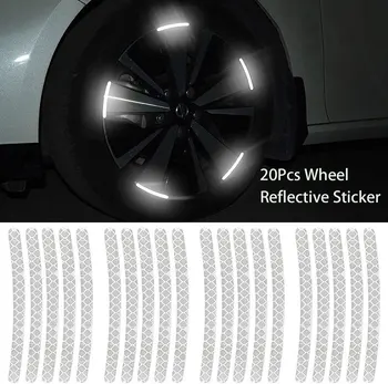 20ks Auto Wheel Hub Reflexní Samolepka Set Zelené/Bílé Auto Motocykl Stripe Dekorativní Auto Samolepky Exteriérové Doplňky