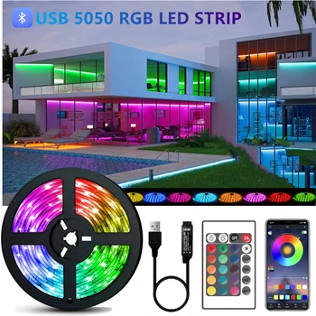 LED Strip Světla Bluetooth Ovládání RGB 5050 USB 5V Luces Flexibilní Lampa Pásky TV Podsvícení Diodové Pásky Pro Dárkové Fita Festival Luz