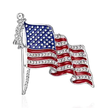 Americká Vlajka Skloviny Malířství Olej Brož Kolíky, Modrý, Červený Pruh Vlajky USA Odznak Módní Země Světa Šperky Dárek Tlačítko Klopě Pin