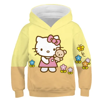 Kawaii Hello Kitty s Kapucí Dětské Oblečení dívčí Jarní Dítě Chlapci 3D s Kapucí Módní Bunda Děti, Dítě, Roztomilý Svetr Top
