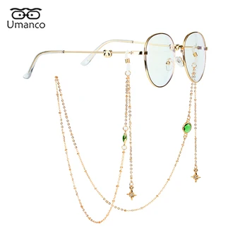 Elegantní sluneční Brýle Řetěz pro Ženy Emerald Crystal Hvězda Přívěsek, Anti-slip Brýle, Řetízky na Krk Pověsit Zlaté Krku Brýle, Přívěsky