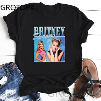 Britney Spears Krásné Fotografie Dámské Černé Japonsko Harajuku Dámské Topy Tees Ženy T Košile Oblečení