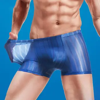 Šortky Kalhotky 3D Řezání Mid-Rise Kůže-se dotýká Mužů Pruhované U Konvexní Prodyšné Šortky Kalhotky Šortky Kalhotky Ochranné