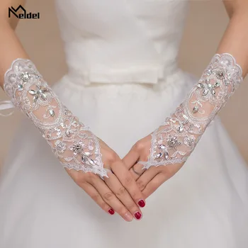 Svatební ivory svatební rukavice bez prstů drahokamu krajkové rukavice družička rukavice svatební/párty ženy, šaty, doplňky, rukavice