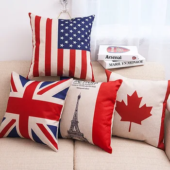 Velká Británie Kanada Francie vlajka Polštář Případě Polštář Povlečení Bavlna Náměstí polštář Pro Nábytek, Domácí Dekorativní Polštář Kryt