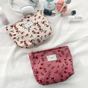 Manšestrové Make-Up Organizátor Spojka Taška Retro Květinové Tisk Kosmetická Taška Wash Bag Ženy, Cestovní Kosmetické Pouzdro Kosmetické Skladování Případech