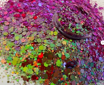 50g robustní Pohádka holografický glitter shaker ,sypké třpytky , robustní růžová ,sušička prádla, pryskyřice, třpytky nail art/ album glitter