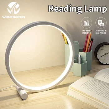 25CM LED Stolní Lampa Ložnice Noční Lampa Kolo Akryl Lampa na Čtení Černá a Bílá Touch Stmívatelné Noční Světlo
