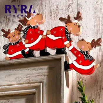 Vánoční Dekorace Dveře Rám Dekorace Sváteční Dekorace Vánoční Elk Dřevěné Řemeslné Dveře Dekorace Nový Rok Dekorace