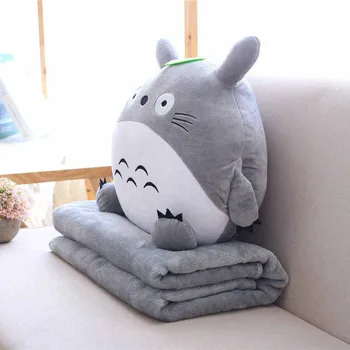 Japonské Plyšový Totoro Polštář S Dekou Plyšové Hračky 3 V 1 Multifunkční Plyšové Ruku Teplejší Měkký Polštář Dívky, Valentýna Dárek