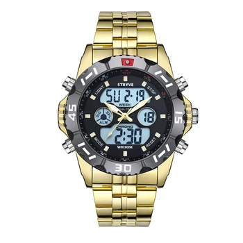 Stryve8011 Značky Relojes Vodotěsné Business Sportovní Hodinky Muži z Nerezové Oceli, Digitální ukazatel Duální Displej módní quartz hodinky