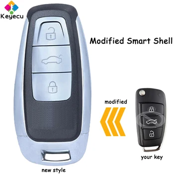KEYECU Modifikované Keyless Go Flip Vzdálené Klíče od Auta Shell Případě Fob 3 Tlačítka pro Audi A3 A4 A6 A8 TT Q2 Q3 Q5 Q7 S3 A5 A7 RS3