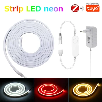 Tuya Zigbee Neon LED pásek 12V 1m 2m 3m 4m 5m RGB Teplá Bílá Stmívatelné Skříň Dekor Power Light Full KIT Echo Plus Hlasové Ovládání