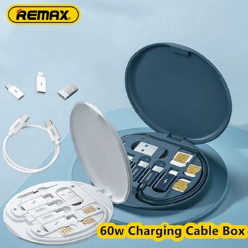 Remax Přenosné, Rc-190 5 v 1 Kabel Úložný Box 60W Rychlé Nabíjení Pro Iphone/Android/Typ 2022 Datový Kabel Vodotěsný Usb Kabel