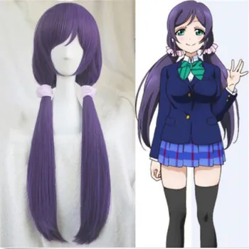 Vysoce Kvalitní Anime LoveLive! Love Live Nozomi Tojo Paruky Halloween Syntetické Vlasy Dlouhé Fialové Cosplay Kostým Paruka +Růžová Hairbands