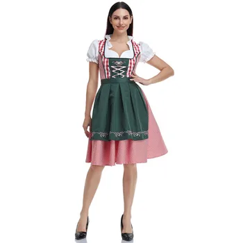 [ Německý Size ] Dámské německý Dirndl Šaty, Kostýmy Nastavit pro Bavorský Oktoberfest Pivo Služka Cosplay Halloween Karneval