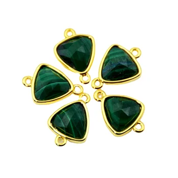 Příroda Trojúhelník Malachit Konektor Zelená Barva Zlatá Lůžkem Kouzlo Tváří Drahokam Odkaz Korálky Náramek Šperky Zjištění