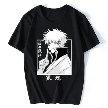 Gintama Sakata Gintoki Cool Pánské Letní Casual T-shirt Anime Bavlna T-shirt Hip Hop Tričko Trička Nadrozměrných Harajuku Streetwear