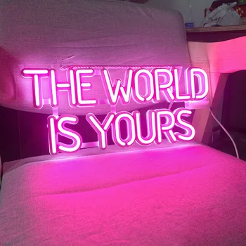 Svět JE VAŠE Vlastní LED Neon Světlo pro Ložnice Bar Party Doma Visí Znamení, Domů Pokoji Stěna Dekorace Pokles Lodní dopravy