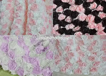 Vysoká kvalita dvě barvy šifon růže vyšívané oblečení, materiál,3D růže na pozadí krajky tkaniny ,130 cm*45cm/ks