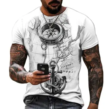 Letní Kompas 3D Tištěné Pánské trička Hip-Hop Styl Velké Velikosti T-Shirt Kulatý Výstřih Loose Krátký Rukáv Oblečení XXS-6XL Topy