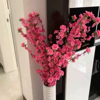 125cm Simulace Peach Blossom Long Branch Umělé Hedvábí Květina Kytice Domova Jídelna Dekorace DIY Svatební Umělé Květiny