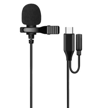 3.5 mm Mini Klopový Mikrofon Klip 1,5 m USB Typ C Klopový Mikrofon Pro Mobilní Telefon, PC, Notebook, Kabelové Používá Pro Mluvení Vokální Audio