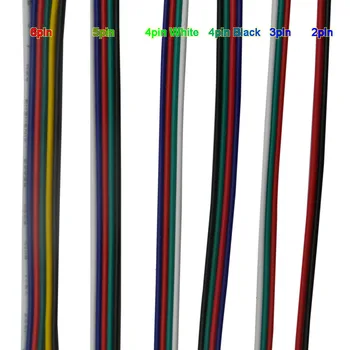 5~100 metrů 2póly 3pin 4pin 5Pin 6pin 22 AWG Rozšíření Elektrické Vodiče Kabel, Led Konektor Pro 5050 3528 RGBW RGB CCT LED Stirp