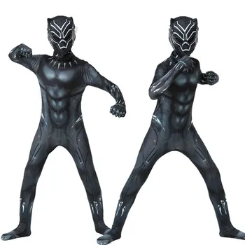 Nové Halloween děti černý panter kostým superhrdina cosplay kostým maska bojovník, dospělé dupačky party kostým děti dárek