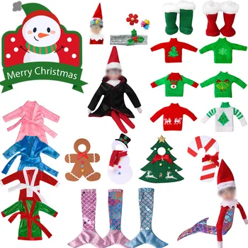 Vánoční Skřítek Šaty Set Plyšové Pyžamo, Svetr, Ponožky Rybí Ocas Hračky, dětské Doplňky, Vánoční Dárek (Ne Panenka)M2