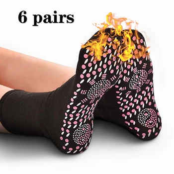 6 Párů Self-topení Masážní Ponožky Dámské Outdoorové Ponožky Muži Ponožky Tour Magnetické Terapie Pohodlné Zimní Teplé Sportovní Ponožky