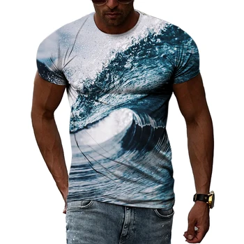 Letní Módní Cool Surf Sports grafické t košile Muži Zajímavou Osobnost 3D Kreativní Tisk O-krk Krátký Rukáv Trička Topy