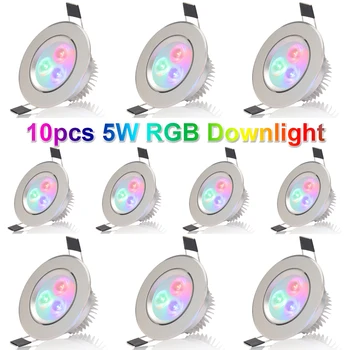 10pcs/lot 5W RGB Zapuštěné Downlight LED Stropní Svítidla+RGB Regulátor led lampa reflektor přívěsek osvětlení led světla AC85-265V