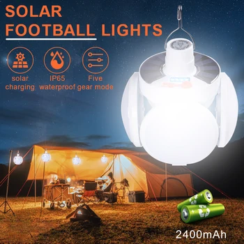 Solární Venkovní Světlo Skládací LED Soccer Žárovka Přenosné Nouzové Svítilny USB Dobíjecí reflektory Vodotěsné Camping Lampa