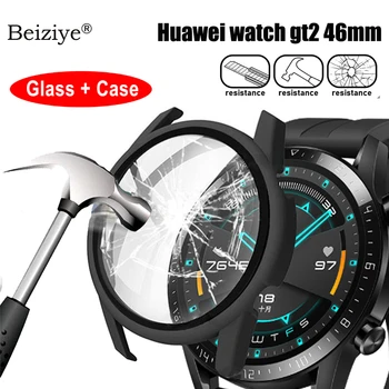 Tvrzené Sklo+Pouzdro Pro Huawei watch GT2 46mm cover Screen protector Rám Nárazníku pro huawei gt 2 46mm PC Matný Těžké Případy