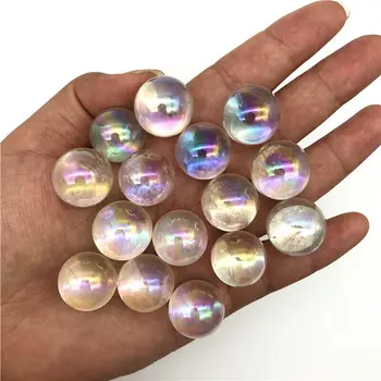 Krásné Galvanicky Rainbow Crystal Aura Sphere Míč Aura Titanium Quartz Přírodní Krystal Léčení Domácí Dekoraci