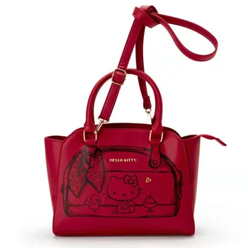 Hello Kitty Dívky Červená Kabelka Messenger Bag Ženy PU Kožené Dual-purpose Aktovka Tašky přes Rameno
